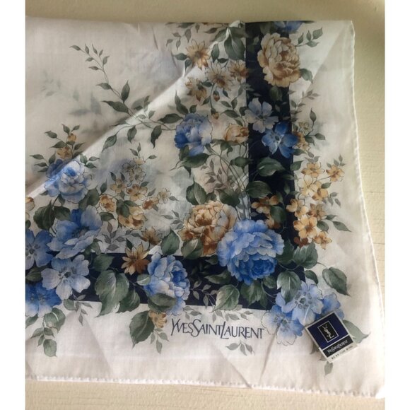Vintage Yves Saint Laurent Small Floral Pattern Scarf / Handkerchief - Picture 7 of 7